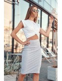 Fusta/rochie moale cu nervuri gri FG542 - Magazin online - Boutique